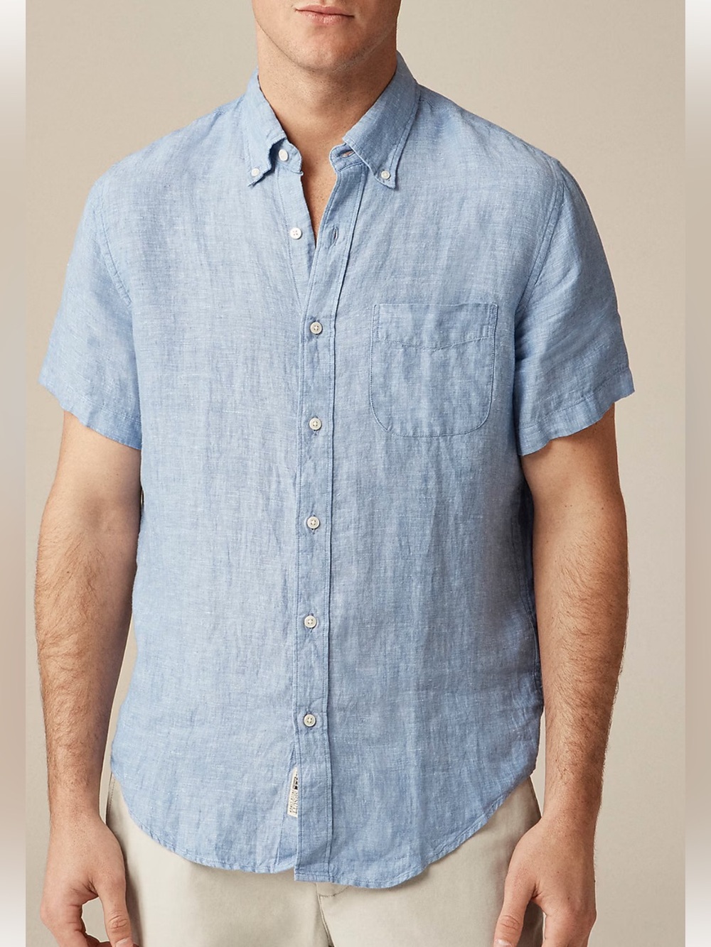 J. Crew Baird McNutt Amalfi Blue Short-Sleeve Button-Down Irish Linen Shirt Med